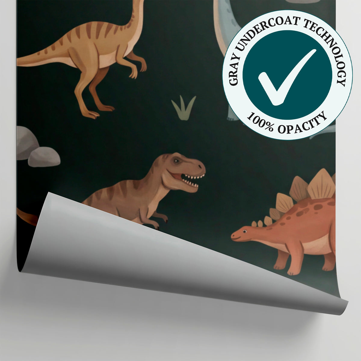 Little Explorer - Dark Dinosaur Wallpaper for Kids - Brown Nursery Peel and Stick Wall Mural - Matière
