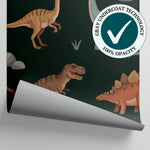 Little Explorer - Dark Dinosaur Wallpaper for Kids - Brown Nursery Peel and Stick Wall Mural - Matière