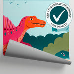 Little Explorer - Pink Dinosaur Wallpaper for Kids - Tropical Nursery Jungle Palm Tree Peel and Stick Mural - Matière