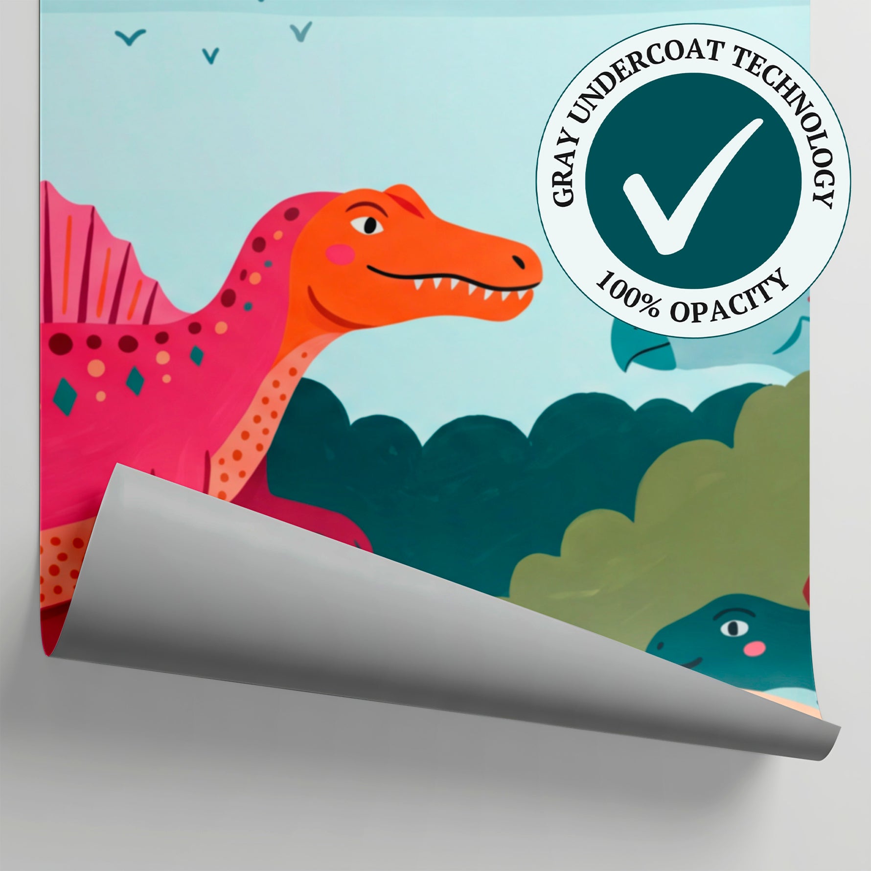 Little Explorer - Pink Dinosaur Wallpaper for Kids - Tropical Nursery Jungle Palm Tree Peel and Stick Mural - Matière