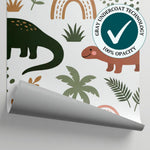 Little Roar - Green Dinosaur Wallpaper for Kids - Nursery Cactus Peel and Stick Wall Mural - Matière