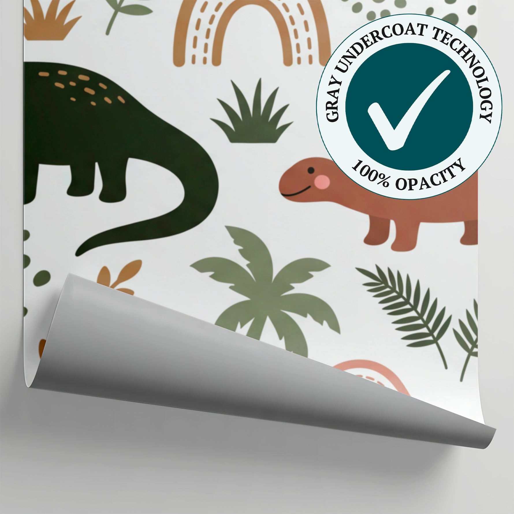 Little Roar - Green Dinosaur Wallpaper for Kids - Nursery Cactus Peel and Stick Wall Mural - Matière