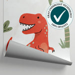 Little Stomper - Red Dinosaur Wallpaper for Kids - Nursery Cactus Wall Mural Peel and Stick - Matière