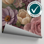 Mauve Chamber Pink Rose Wallpaper - Pink Floral Vintage Flower Peel and Stick Wall Mural - Matière