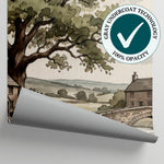 Meadow Brook Cottage Country Wallpaper - Beige Landscape Wallpaper Scenery Peel and Stick Wall Mural - Matière