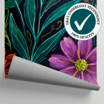 Midnight Botanica Dark Floral Wallpaper - Dark Rose Flower Peel and Stick Wall Mural - Matière