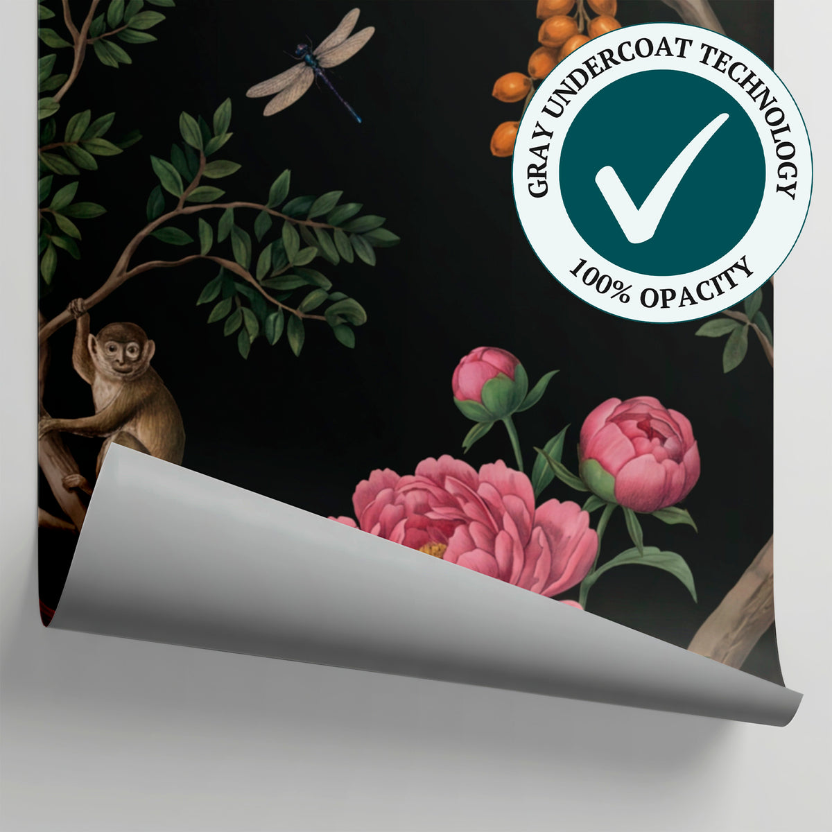 Midnight Menagerie Dark Chinoiserie Wallpaper - Botanical Greenery Leaf Wall Mural Peel and Stick - Matière