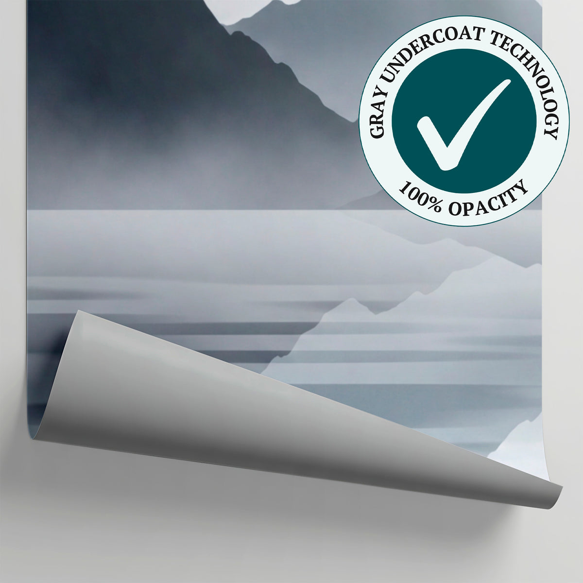 Mirrored Stillness Gray Mountain Wallpaper - Minimalist Landscape Scenery Rocky Peel and Stick Wall Mural - Matière