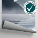 Mirrored Stillness Gray Mountain Wallpaper - Minimalist Landscape Scenery Rocky Peel and Stick Wall Mural - Matière