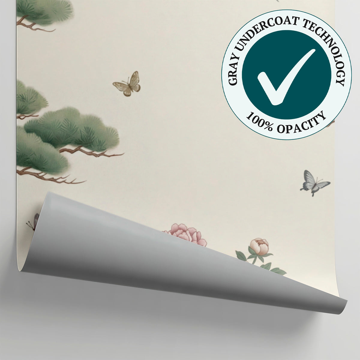 Misted Pines Green Chinoiserie Wallpaper - Sage Japanese Wall Mural Peel and Stick - Matière