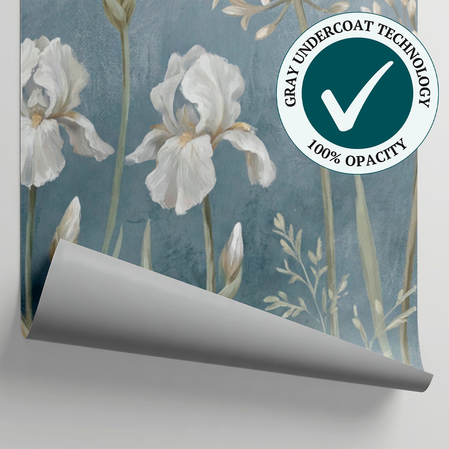Mistwoven Meadow Blue Floral Wallpaper - Light Blue and White Flower Daisy Wall Mural - Matière