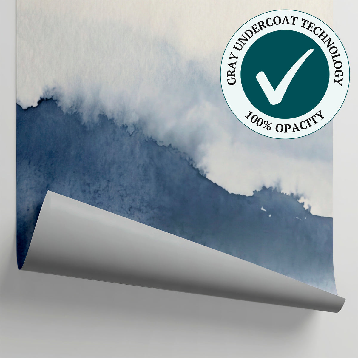 Misty Hollow - Blue Abstract Wallpaper - Navy Blue Landscape Scenery Minimalist Peel and Stick Wall Mural - Matière