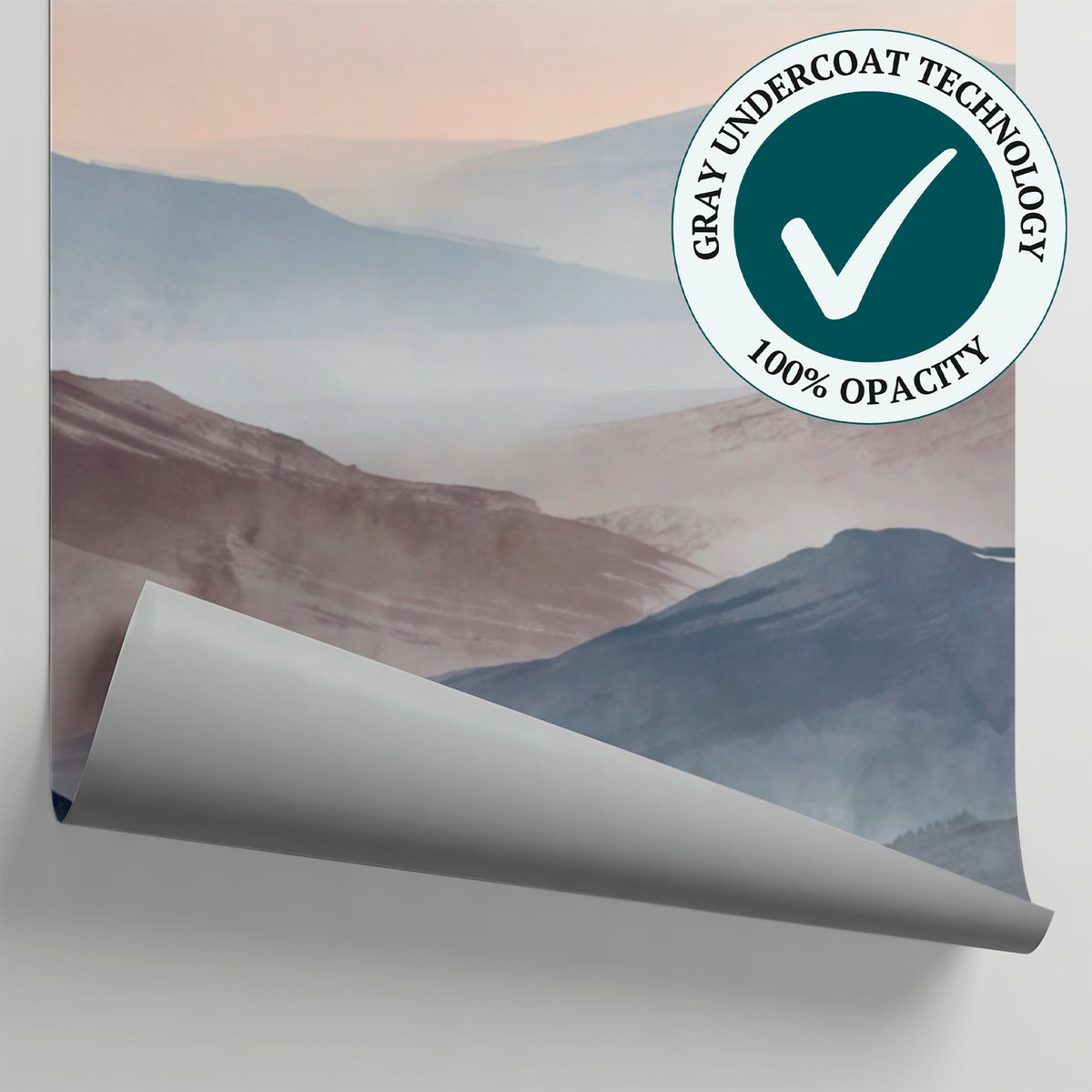 Misty Horizons Blue Mountain Wallpaper - Watercolor Landscape Scenery Rocky Peel and Stick Wall Mural - Matière