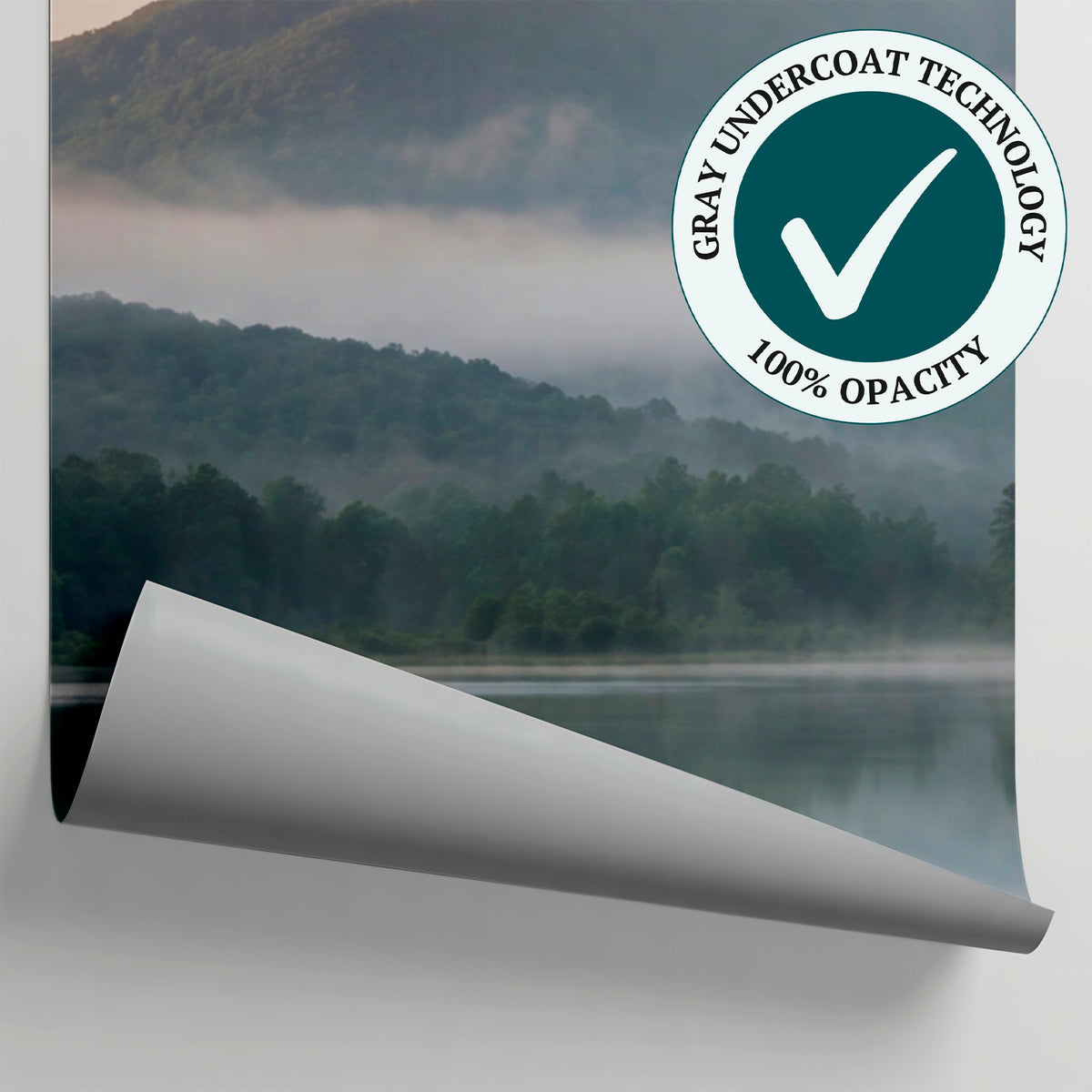 Misty Reverie - Gray Mountain Wallpaper - Pastel Landscape Scenery Forest Peel and Stick Wall Mural - Matière