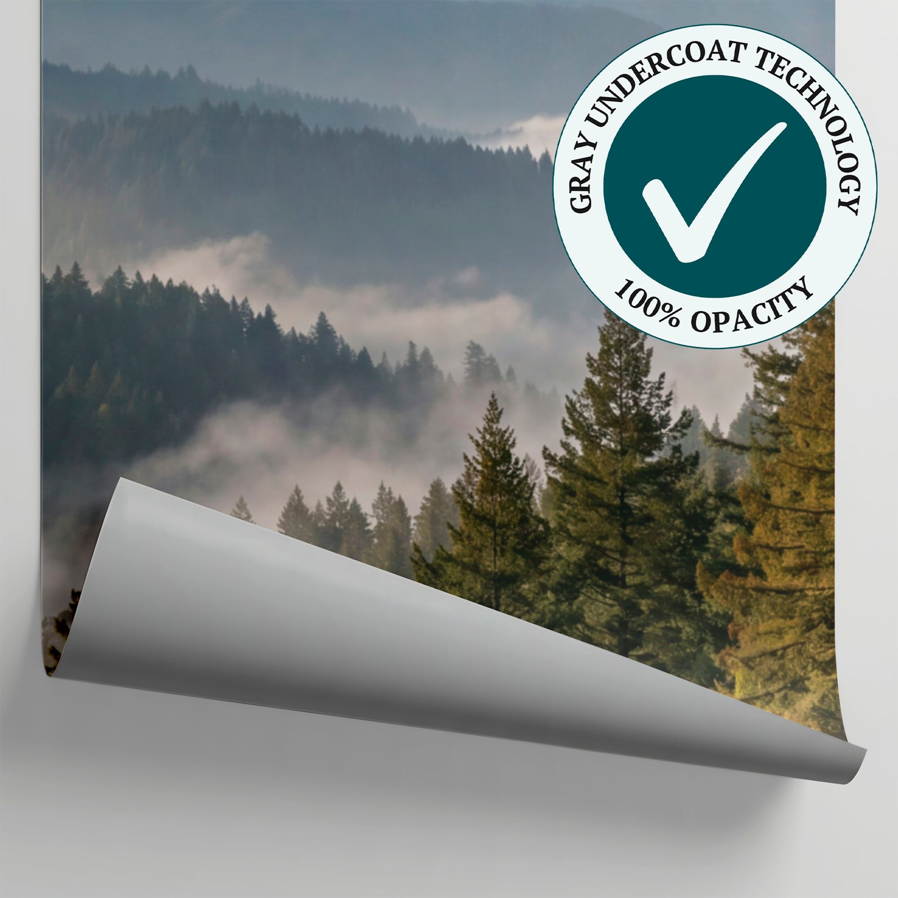 Misty Ridge - Green Mountain Wallpaper - Forest Landscape Scenery Woodland Peel and Stick Wall Mural - Matière