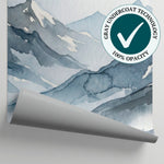 Misty Summit - Blue Mountain Wallpaper - Minimalist Landscape Scenery Rocky Peel and Stick Wall Mural - Matière