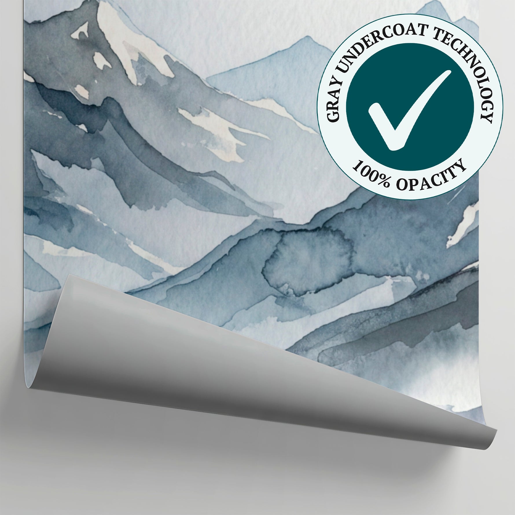 Misty Summit - Blue Mountain Wallpaper - Minimalist Landscape Scenery Rocky Peel and Stick Wall Mural - Matière