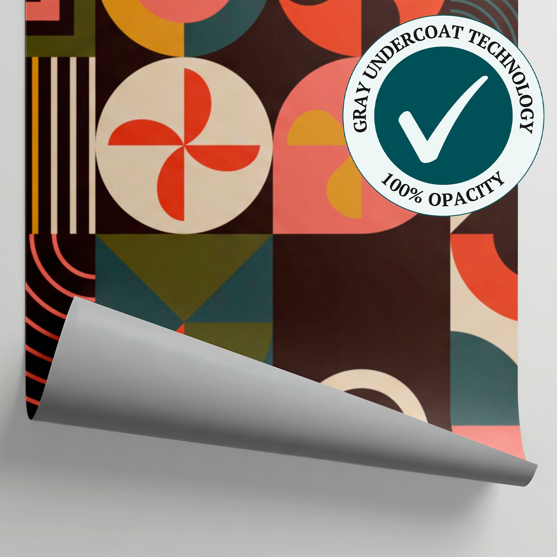 Modular Compass Brown Geometric Wallpaper - Retro Abstract Minimalist Mid-Century Peel and Stick Wall Mural - Matière