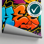Molten Tag - Purple Graffiti Wallpaper - Bold Black Maximalist Street Art Peel and Stick - Matière
