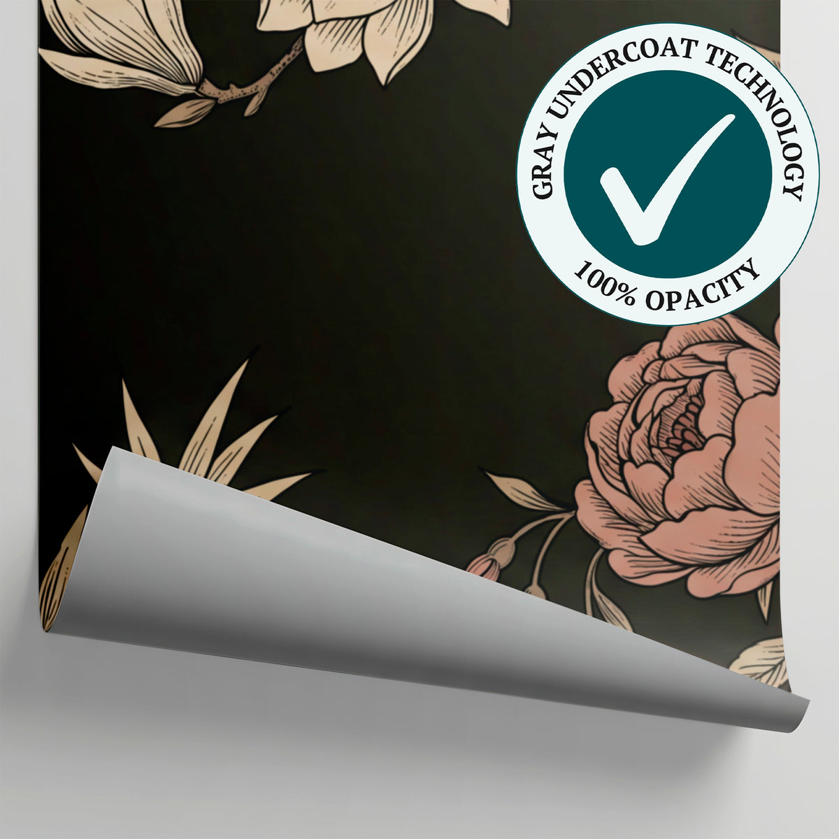 Mooncast Chinoiserie Dark Floral Wallpaper - Vintage Magnolia Rose Japanese Peel and Stick Wall Mural - Matière