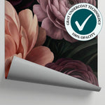 Moonlit Bouquet Dark Floral Wallpaper - Vintage Flower Wall Mural Pink Romantic Peel and Stick - Matière