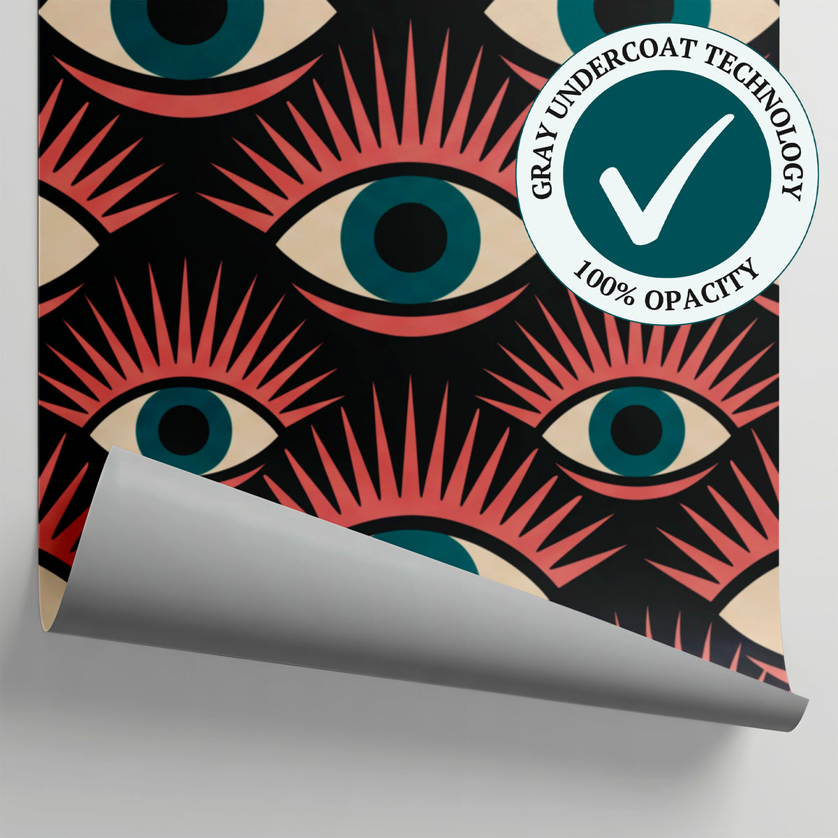 Mystic Gaze - Dark Art Deco Wallpaper Peel and Stick - Pink Teal Retro Aesthetic Wall Mural - Matière