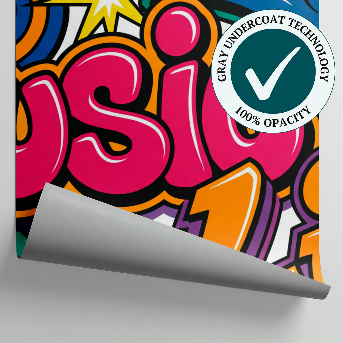 Neon Anthem - Pink Graffiti Wallpaper - Multicolor Urban Bold Typography Peel and Stick - Matière