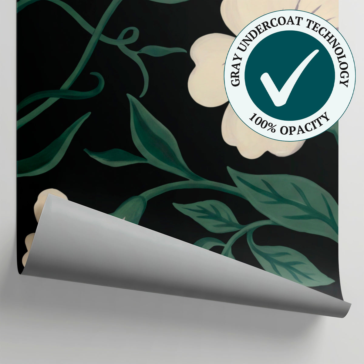 Nightbloom Ivy Dark Floral Wallpaper - Dark Green Flower Peel and Stick Wall Mural with Greenery - Matière