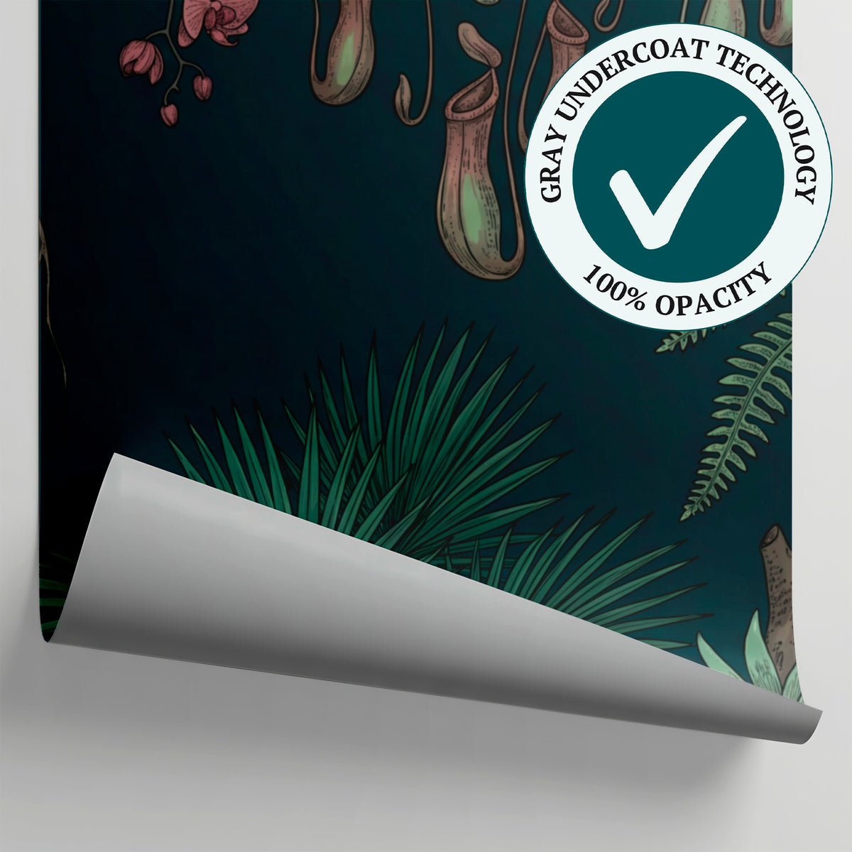 Nightfall Conservatory Green Jungle Wallpaper - Dark Tropical Botanical Leaf Greenery Peel and Stick Mural - Matière