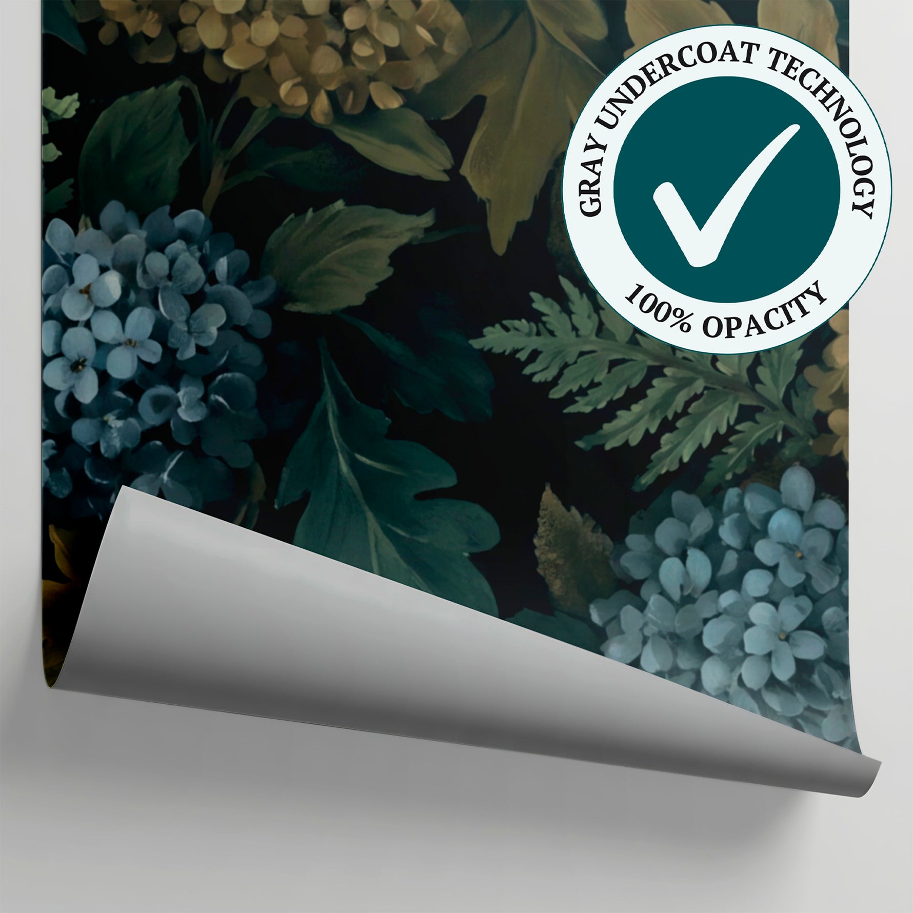 Nightgarden Hydrangea Green Floral Wallpaper - Dark Vintage Botanical Greenery Leaf Peel and Stick - Matière