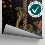 Nocturne Menagerie Dark Tropical Wallpaper - Jungle Palm Tree Botanical Leaf Peel and Stick Wall Mural - Matière
