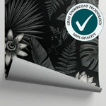 Obsidian Fronds - Black Gothic Wallpaper Tropical Floral Wall Mural - Botanical Dark Academia Peel and Stick - Matière