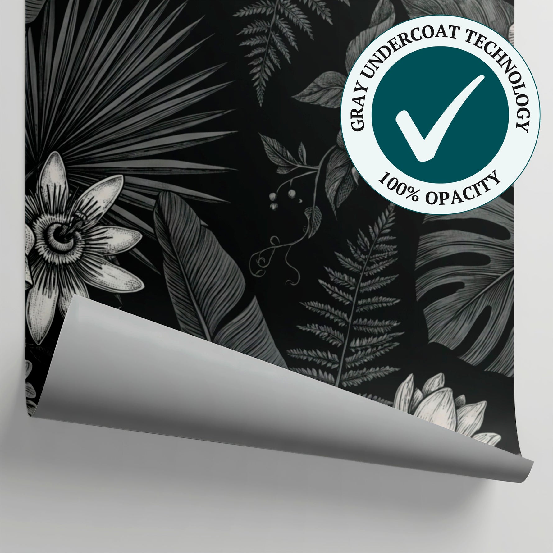 Obsidian Fronds - Black Gothic Wallpaper Tropical Floral Wall Mural - Botanical Dark Academia Peel and Stick - Matière