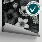 Obsidian Lily - Black Floral Wallpaper - Dark Aesthetic Flower Peel and Stick Wall Mural - Matière
