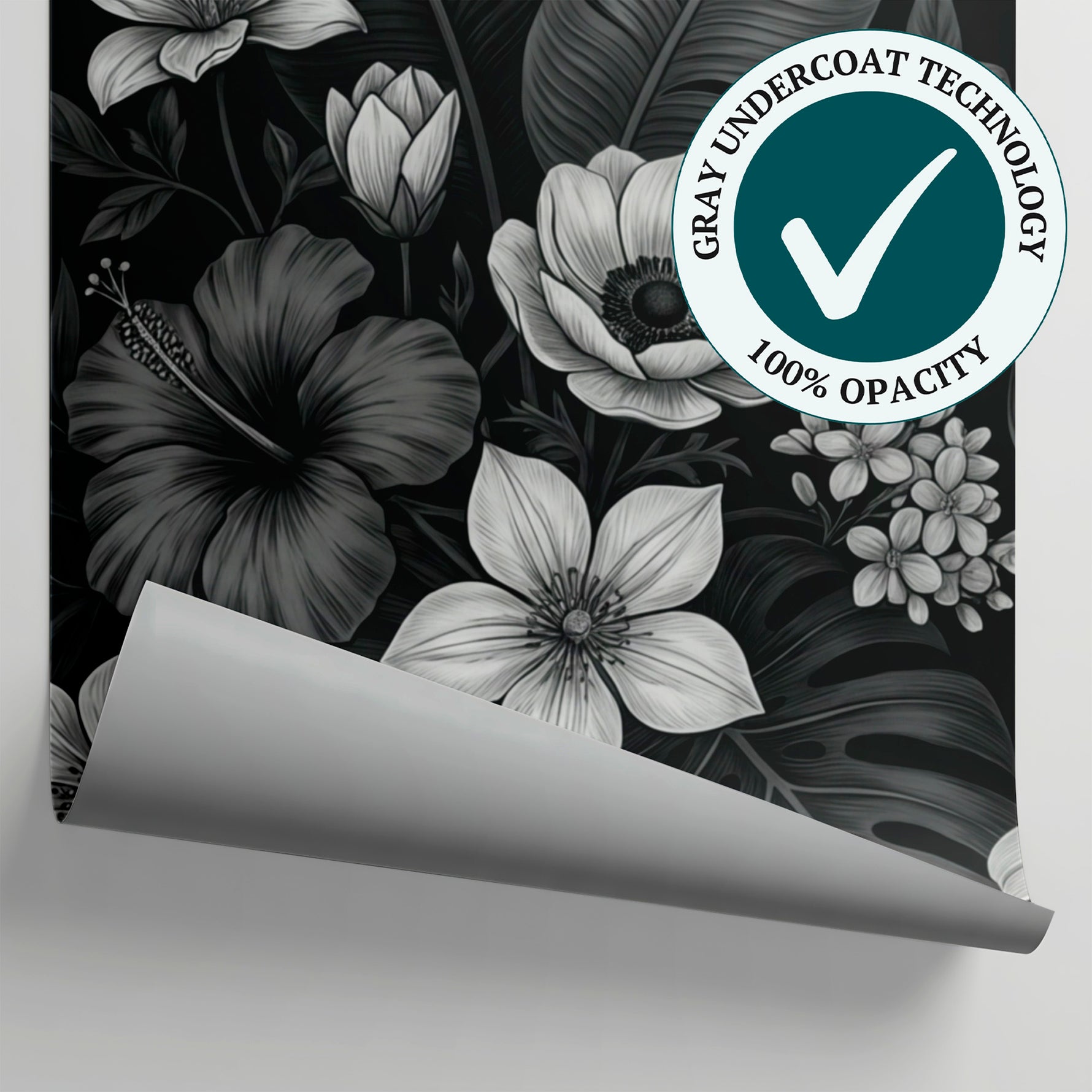 Obsidian Lily - Black Floral Wallpaper - Dark Aesthetic Flower Peel and Stick Wall Mural - Matière