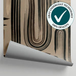 Painted Currents - Beige Abstract Wallpaper - Minimalist Geometric Peel and Stick Wall Mural - Matière