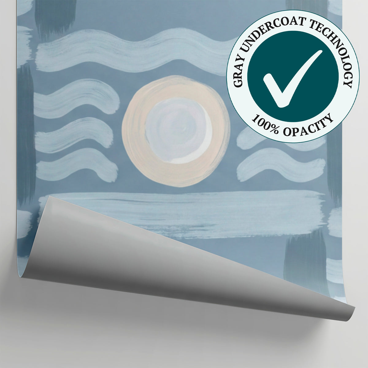 Painted Currents - Blue Art Deco Wallpaper - Geometric Abstract Minimalist Peel and Stick Mural - Matière