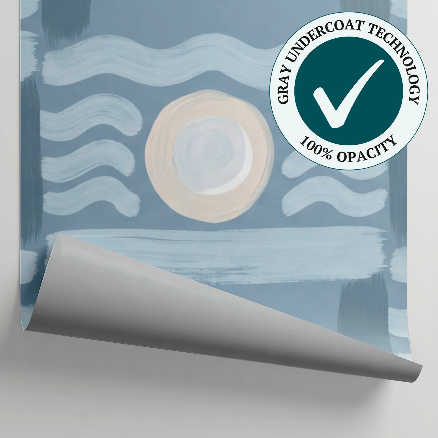 Painted Currents - Blue Art Deco Wallpaper - Geometric Abstract Minimalist Peel and Stick Mural - Matière