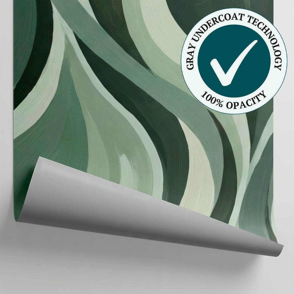 Painted Currents - Green Abstract Wallpaper - Sage Green Retro Minimalist Peel and Stick Wall Mural - Matière