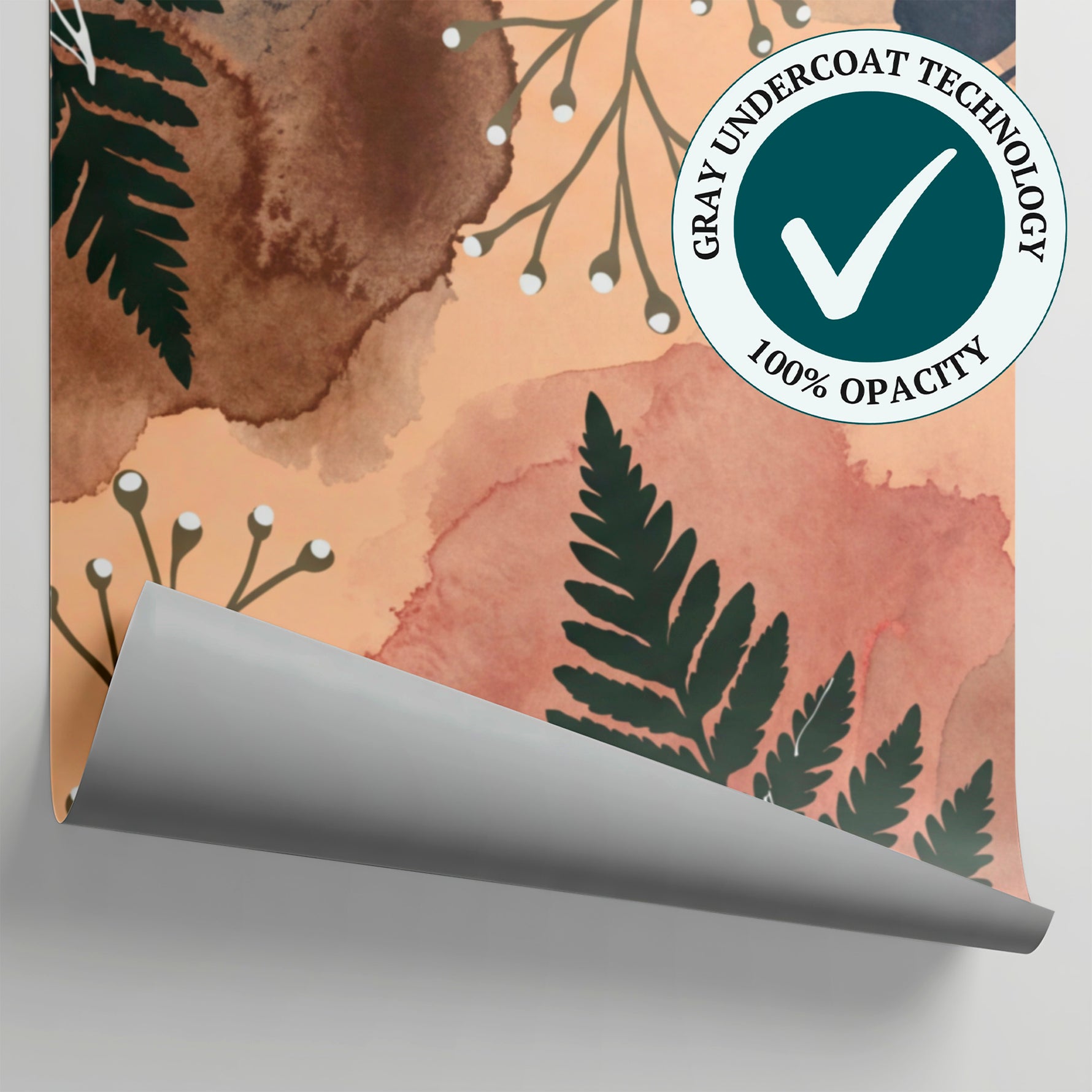 Painted Foliage - Beige Abstract Wallpaper - Botanical Boho Leaf Greenery Peel and Stick Mural - Matière