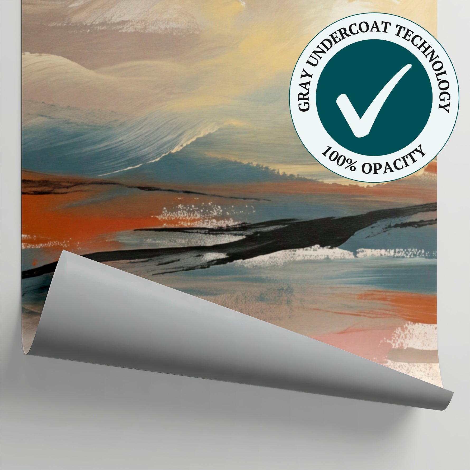 Painted Horizon - Beige Abstract Wallpaper Landscape Scenery Minimalist Peel and Stick Wall Mural - Matière