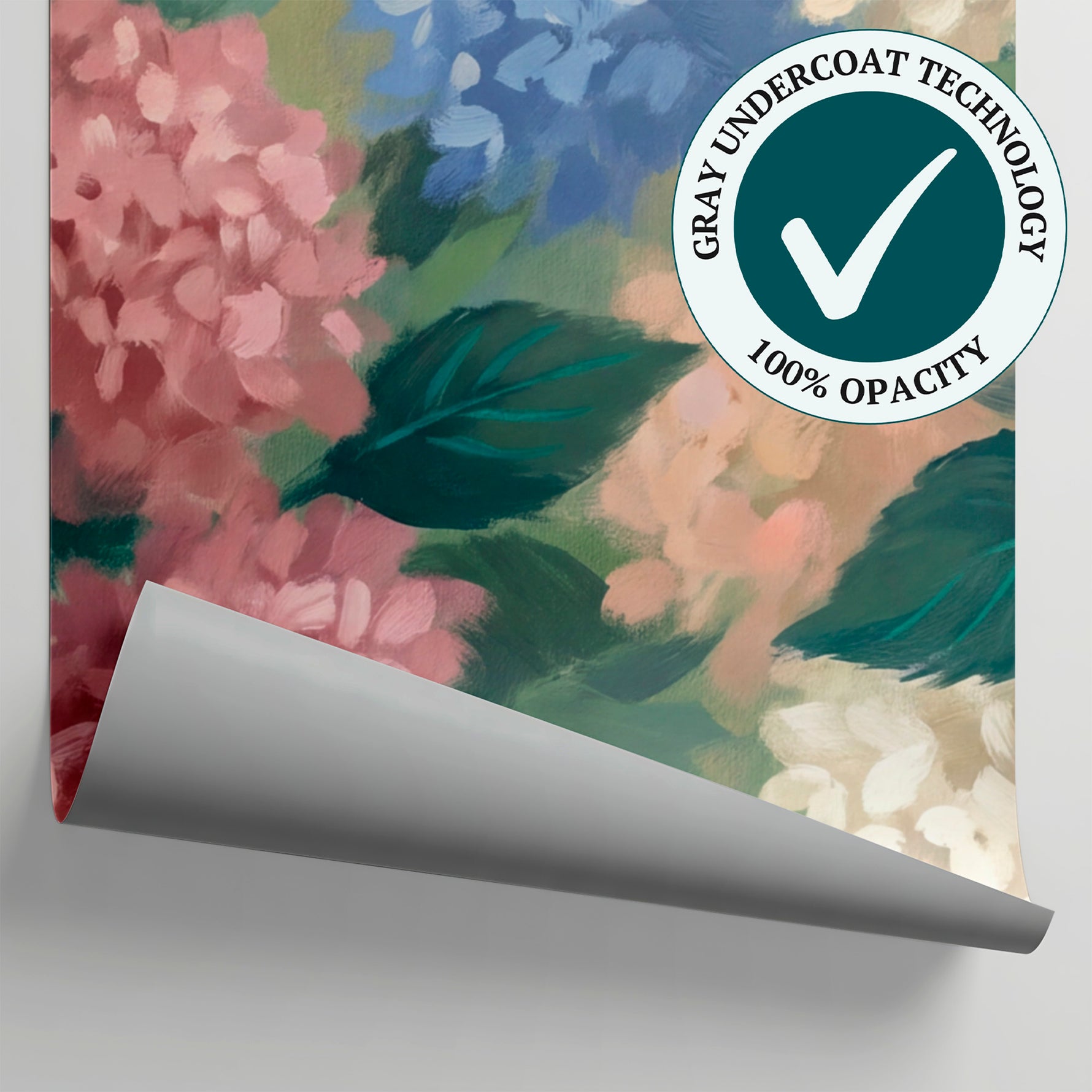 Painted Hydrangea Bouquet Pastel Floral Wallpaper - Sage Green Flower Wall Mural Peel and Stick - Matière