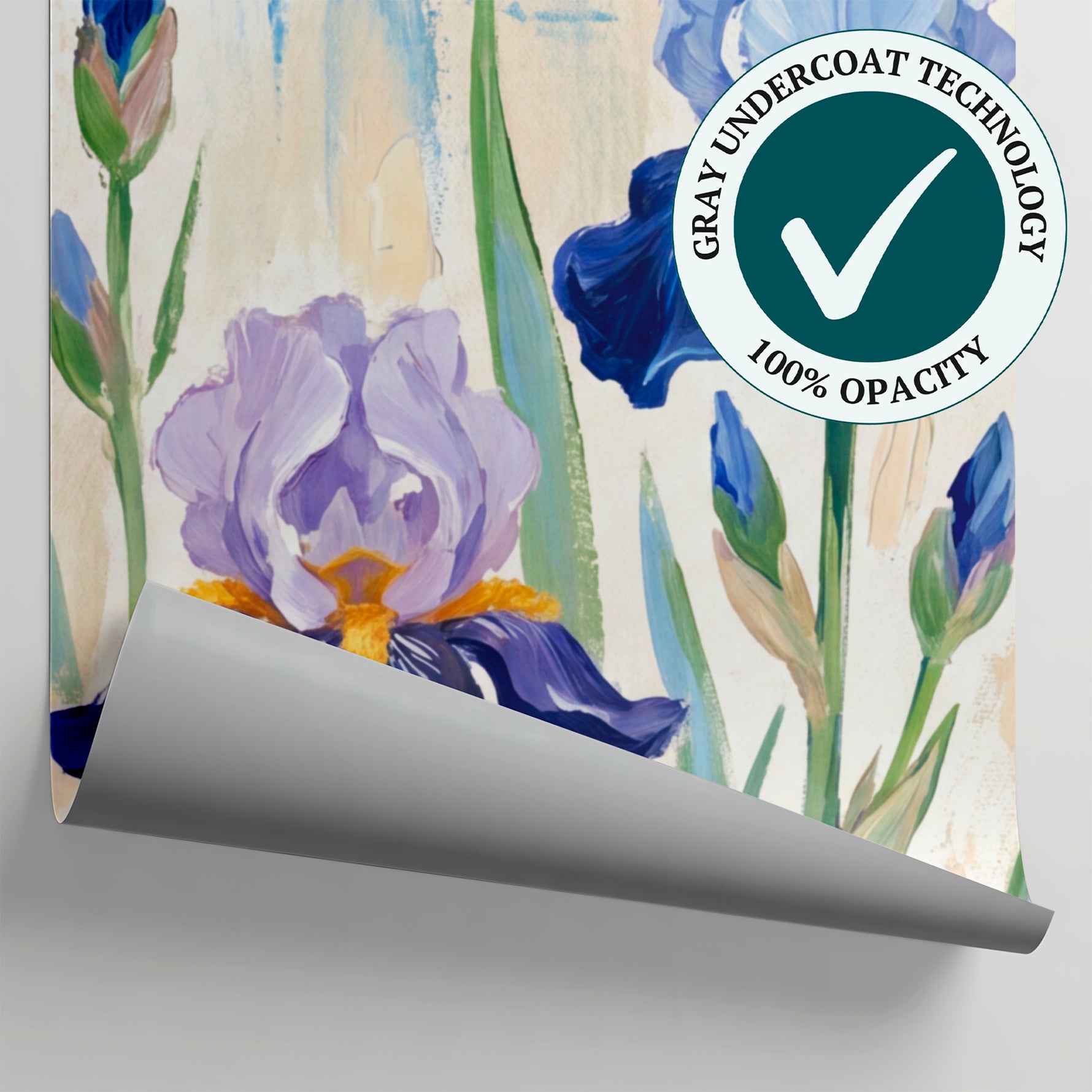 Painted Iris Garden Blue Floral Wallpaper - Light Blue Flower Wall Mural Navy Removable - Matière