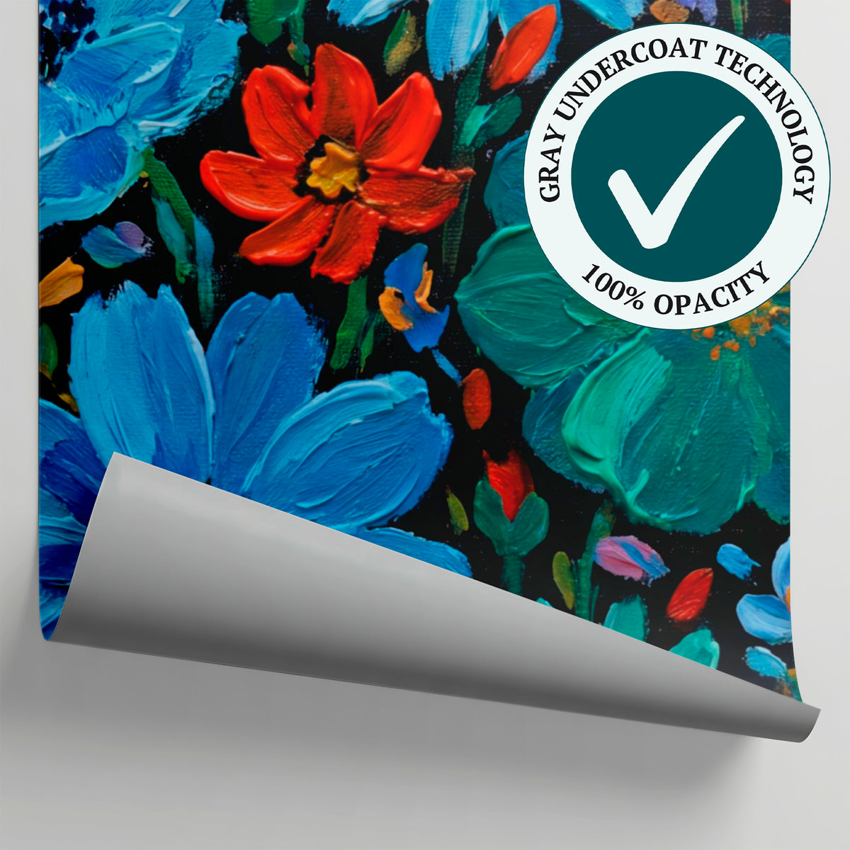 Painterly Bouquet Blue Floral Wallpaper - Flower Daisy Aesthetic Teal Peel and Stick - Matière