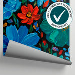 Painterly Bouquet Blue Floral Wallpaper - Flower Daisy Aesthetic Teal Peel and Stick - Matière