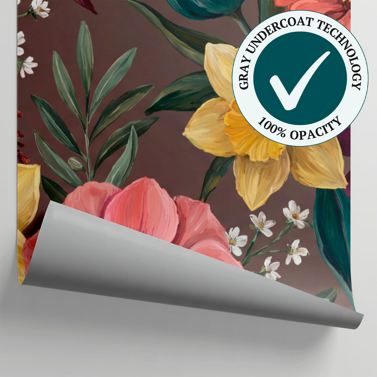 Painterly Orchard Brown Floral Wallpaper - Dark Vintage Flower Wall Mural Style Peel and Stick - Matière