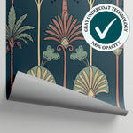 Papyrus Whisper Blue Art Deco Wallpaper - Botanical Greenery Leaf Peel and Stick Mural - Matière