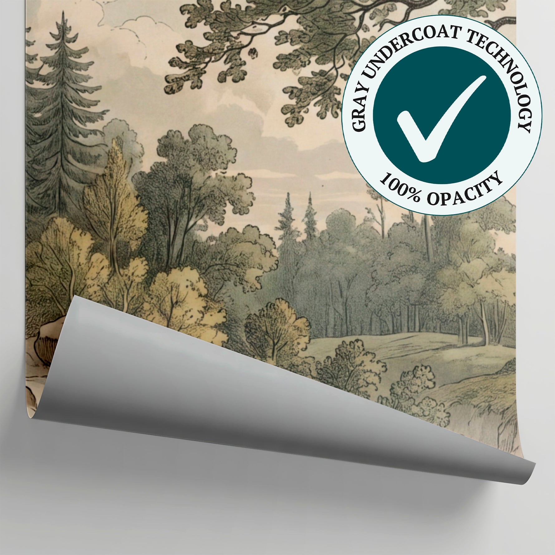 Pastoral Falls Green Landscape Wallpaper - Vintage Scenery Wallpaper Peel and Stick Wall Mural - Matière