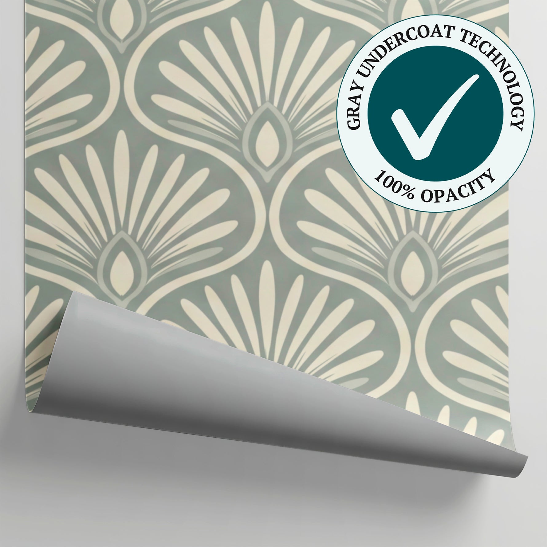 Pearl Plumes Gray Art Deco Wallpaper - Vintage Damask Victorian Peel and Stick Wall Mural - Matière