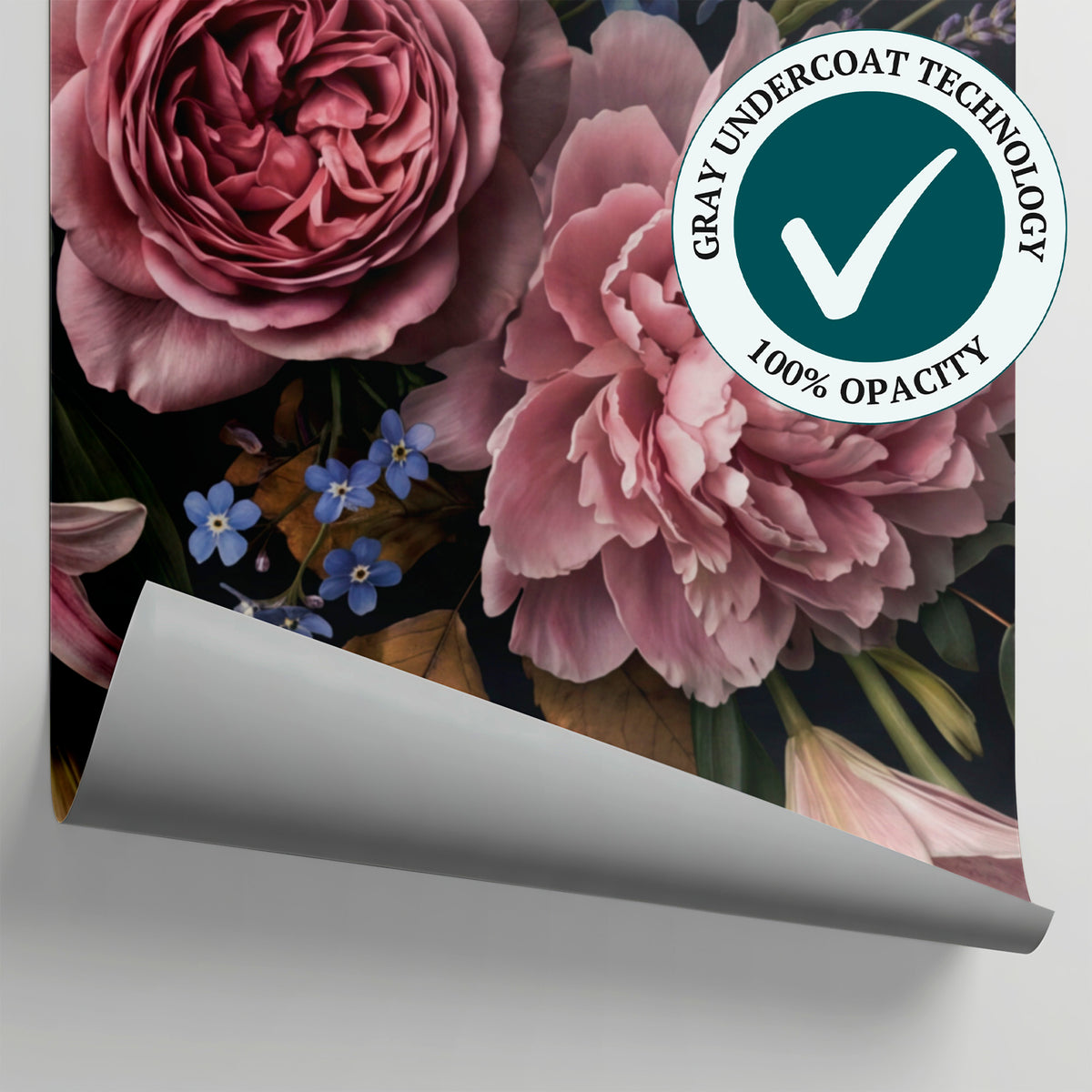 Plumed Sigh Pink Flower Wallpaper - Dark Floral Vintage Rose Peel and Stick Wall Mural - Matière